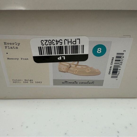 Mary Jane Shoes Size 8 Cream Floral Embellished Flats Memory Foam - Picture 6 of 9